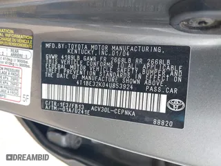 2004 Toyota Camry LE with VIN 4T1BE32K04U853924, listed as a IAAI auction lot 42114407 with 246,272 mi miles. Bid and sale history available at carsss.com. Image 9.