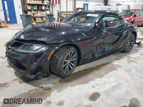 2021 Toyota GR Supra 2.0 with VIN WZ1DB2C0XMW044031, listed as a Copart auction lot 47204675 with 0 mi miles and Salvage Title. Bid and sale history available at carsss.com. Image 1.