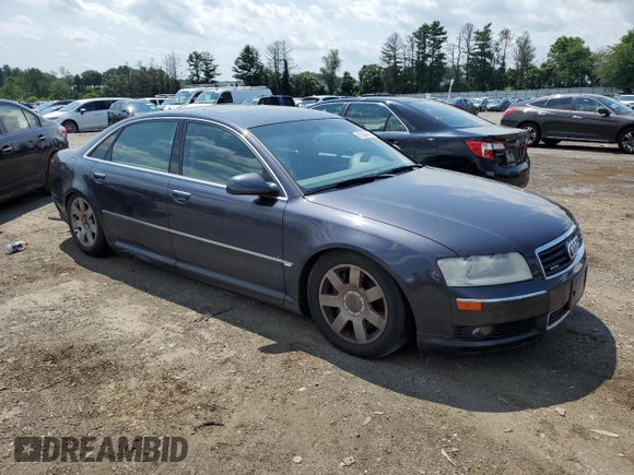 2005 Audi A8 with VIN WAUML44E75N002924, listed as a Copart auction lot 65384645 with Not provided miles and Salvage title. Bid and sale history available at DreamBid. Image 4.