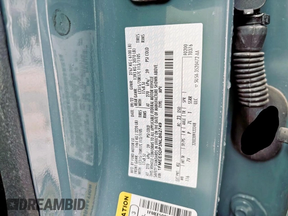 2022 Ford Bronco с VIN 1FMEE5DP3NLB62749, выставлен на аукционе Copart как лот 60267875 с пробегом 60 062 миль миль и Списание • Salvage title. История ставок и продаж доступна на DreamBid. Изображение 10.