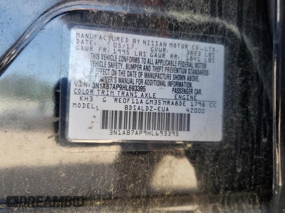 2017 Nissan Sentra SR с VIN 3N1AB7AP9HL693395, выставлен на аукционе Copart как лот 61348825 с пробегом 171 927 миль миль и Чистый • Clean title. История ставок и продаж доступна на DreamBid. Изображение 12.
