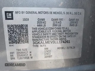 2020 GMC Terrain SLE with VIN 3GKALMEV3LL174261, listed as a IAAI auction lot 41797297 with 75,094 mi miles and . Bid and sale history available at carsss.com. Image 9.