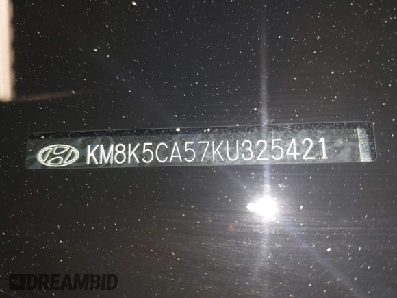 2019 Hyundai Kona Ultimate with VIN KM8K5CA57KU325421, listed as a IAAI auction lot 41369897 with 30,733 mi miles. Bid and sale history available at carsss.com. Image 19.