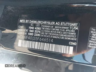 2005 Mercedes-Benz C 230 Kompressor с VIN WDBRF40J35F646514, выставлен на аукционе IAAI как лот 42590600 с пробегом 145 020 миль миль и . История ставок и продаж доступна на DreamBid. Изображение 9.