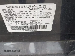 2012 Infiniti G37 Journey with VIN JN1CV6AP4CM627295, listed as a IAAI auction lot 42164198 with 185,971 mi miles. Bid and sale history available at carsss.com. Image 9.
