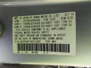 2010 Honda CR-V EX-L with VIN JHLRE4H77AC013459, listed as a IAAI auction lot 41589640 with 102,985 mi miles. Bid and sale history available at carsss.com. Image 9.