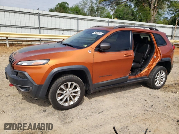 2015 Jeep Cherokee Trailhawk with VIN 1C4PJMBB5FW600455, listed as a Copart auction lot 53859365 with 164,420 mi miles and Salvage Title. Bid and sale history available at DreamBid. Image 1.