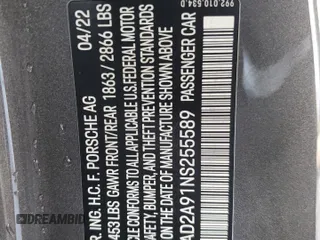2022 Porsche 911 Turbo S z VIN WP0AD2A91NS255589, wystawiony jako Copart lot #60695644 z przebiegiem 6 562 mil mil oraz Nie do naprawy • Non repairable. Historia ofert i sprzedaży dostępna na DreamBid. Obrazek 12.