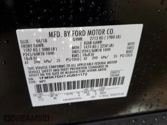 2018 Ford Explorer XLT with VIN 1FM5K7DH7JGB51172, listed as a Copart auction lot 53892525 with 140,896 mi miles and Salvage Title. Bid and sale history available at DreamBid. Image 13.