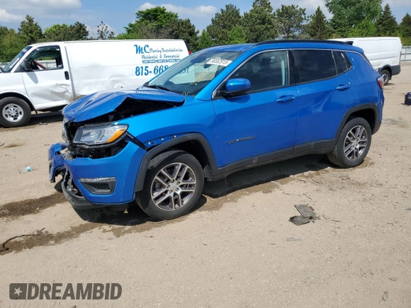 2020 Jeep Compass North z VIN 3C4NJDBB9LT255410, wystawiony jako Copart lot #56552915 z przebiegiem 38 959 mil mil oraz Szkoda całkowita • Salvage title. Historia ofert i sprzedaży dostępna na DreamBid. Obrazek 1.