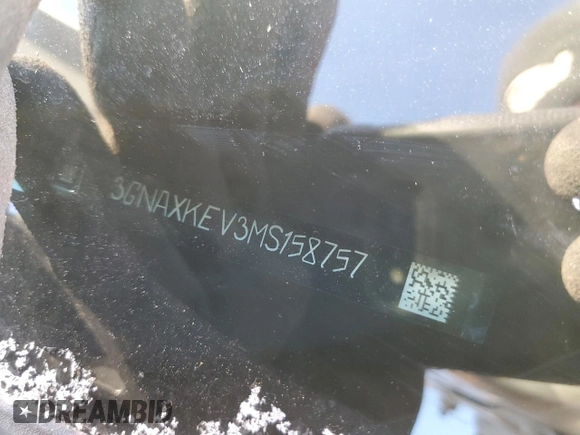 2021 Chevrolet Equinox LT with VIN 3GNAXKEV3MS158757, listed as a Copart auction lot 48668965 with 30,679 mi miles and Non Repairable. Bid and sale history available at DreamBid. Image 16.