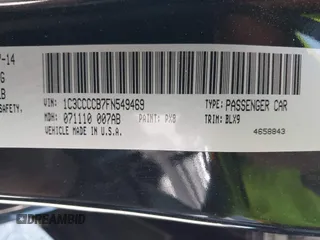2015 Chrysler 200 C with VIN 1C3CCCCB7FN549469, listed as a IAAI auction lot 42077364 with 99,721 mi miles. Bid and sale history available at carsss.com. Image 9.