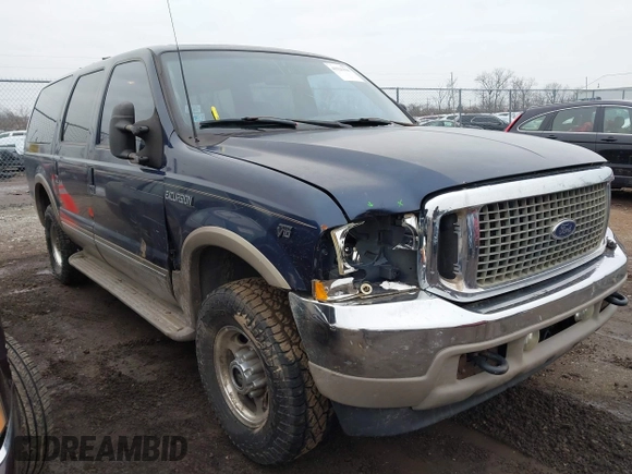2002 Ford Excursion Limited с VIN 1FMNU43SX2EA77555, выставлен на аукционе IAAI как лот 41526308 с пробегом 274 040 миль миль и . История ставок и продаж доступна на DreamBid. Изображение 1.