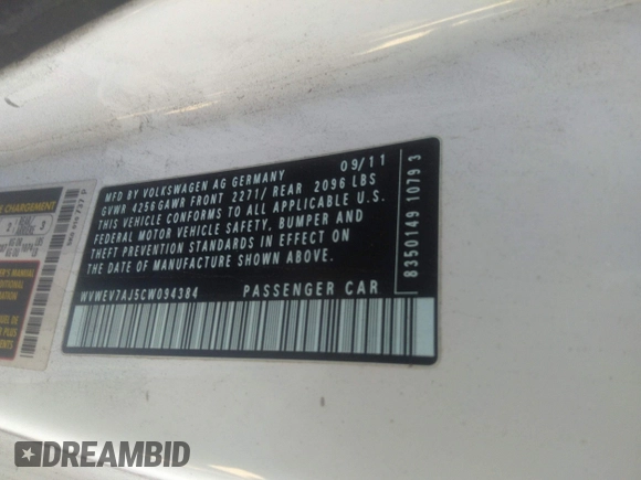 2012 Volkswagen GTI w/Conv & Sunroof с VIN WVWEV7AJ5CW094384, выставлен на аукционе IAAI как лот 41744860 с пробегом 157 285 миль миль и . История ставок и продаж доступна на DreamBid. Изображение 9.