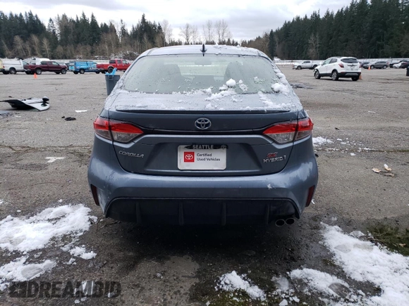 2023 Toyota Corolla Hybrid LE with VIN JTDBDMHE9P3005744, listed as a Copart auction lot 44383075 with 19,528 mi miles and Salvage Title. Bid and sale history available at carsss.com. Image 6.