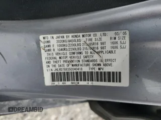 2005 Honda CR-V EX with VIN JHLRD78835C040418, listed as a Copart auction lot 54252655 with 282,985 mi miles and Clean Title. Bid and sale history available at carsss.com. Image 13.