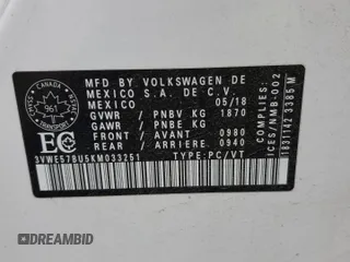 2019 Volkswagen Jetta SEL z VIN 3VWE57BU5KM033251, wystawiony jako Copart lot #52910965 z przebiegiem 181 686 mil mil oraz Szkoda całkowita • Salvage title. Historia ofert i sprzedaży dostępna na DreamBid. Obrazek 12.