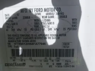 2008 Ford F-150 XL with VIN 1FTRW12W68FA77946, listed as a IAAI auction lot 41828609 with 159,432 mi miles. Bid and sale history available at carsss.com. Image 9.