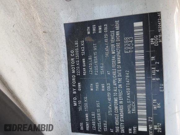 2011 Ford Transit Connect XL z VIN NM0LS7AN5BT047842, wystawiony jako Copart lot #86063984 z przebiegiem 200 553 mil mil oraz Szkoda całkowita • Salvage title. Historia ofert i sprzedaży dostępna na DreamBid. Obrazek 12.