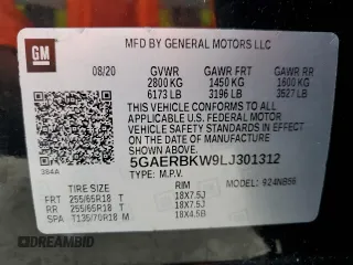2020 Buick Enclave Essence with VIN 5GAERBKW9LJ301312, listed as a Copart auction lot 50414055 with 52,632 mi miles and Non Repairable. Bid and sale history available at carsss.com. Image 15.