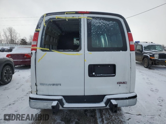 2021 GMC Savana Cargo z VIN 1GTW7AF78M1262297, wystawiony jako Copart lot #41510995 z przebiegiem Nie podano mil oraz Szkoda całkowita • Salvage title. Historia ofert i sprzedaży dostępna na DreamBid. Obrazek 6.