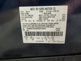 2017 Ford Explorer XLT with VIN 1FM5K7DH4HGD78362, listed as a Copart auction lot 51101545 with 127,091 mi miles and Salvage Title. Bid and sale history available at DreamBid. Image 14.