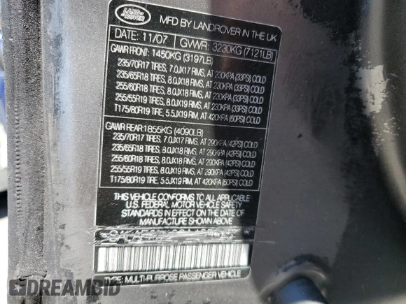 2008 Land Rover LR3 SE with VIN SALAE25428A465973, listed as a Copart auction lot 54921553 with 252,297 mi miles and Salvage title. Bid and sale history available at DreamBid. Image 12.