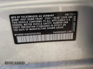 2014 Volkswagen CC Sport with VIN WVWBN7ANXEE502456, listed as a Copart auction lot 83440514 with 133,551 mi miles and Salvage Title. Bid and sale history available at carsss.com. Image 14.