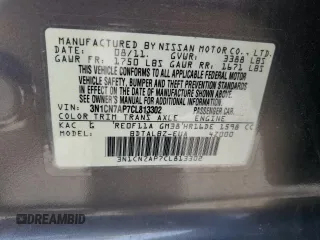 2012 Nissan Versa SV z VIN 3N1CN7AP7CL813302, wystawiony jako Copart lot #59006225 z przebiegiem 156 632 mil mil oraz Szkoda całkowita • Salvage title. Historia ofert i sprzedaży dostępna na DreamBid. Obrazek 13.