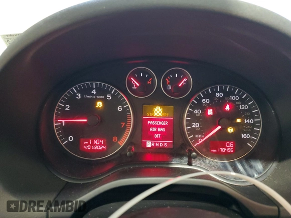 2007 Audi A3 with VIN WAUHF78P67A138834, listed as a Copart auction lot 56659325 with 178,496 mi miles and Salvage title. Bid and sale history available at DreamBid. Image 9.