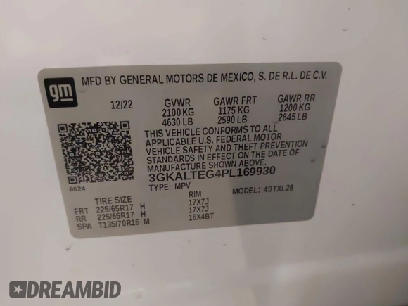 2023 GMC Terrain SLE z VIN 3GKALTEG4PL169930, wystawiony jako IAAI lot #41506508 z przebiegiem 13 728 mil mil oraz . Historia ofert i sprzedaży dostępna na DreamBid. Obrazek 9.