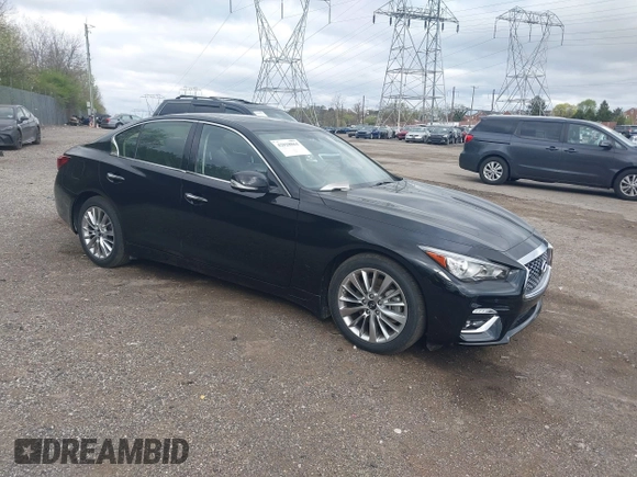 2022 Infiniti Q50 Luxe with VIN JN1EV7BRXNM342313, listed as a IAAI auction lot 42028864 with 28,093 mi miles and . Bid and sale history available at DreamBid. Image 1.