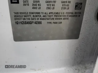 2016 Chevrolet Malibu Limited LT with VIN 1G11C5SA6GF142366, listed as a Copart auction lot 70986404 with 108,840 mi miles and Salvage Title. Bid and sale history available at carsss.com. Image 15.