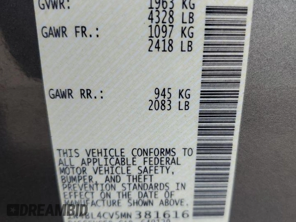 2021 Nissan Altima 2.5 SR with VIN 1N4BL4CV5MN381616, listed as a Copart auction lot 43655455 with 25,846 mi miles and Salvage Title. Bid and sale history available at carsss.com. Image 15.