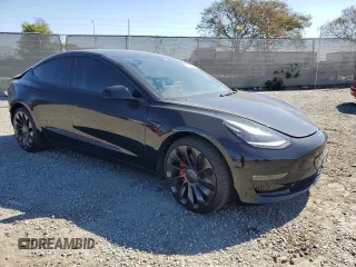 2022 Tesla Model 3 Performance with VIN 5YJ3E1EC8NF353747, listed as a Copart auction lot 45716805 with 13,971 mi miles and Salvage Title. Bid and sale history available at DreamBid. Image 4.