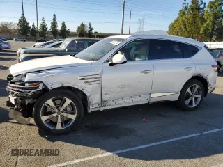 2023 Genesis GV80 with VIN KMUHBDSB1PU114284, listed as a Copart auction lot 85331914 with 73,334 mi miles and Salvage Title. Bid and sale history available at carsss.com. Image 1.