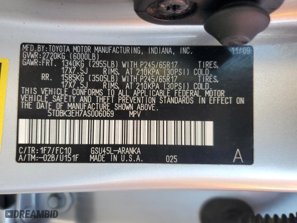 2010 Toyota Highlander with VIN 5TDBK3EH7AS006069, listed as a Copart auction lot 48087925 with 212,852 mi miles and Salvage Title. Bid and sale history available at carsss.com. Image 15.