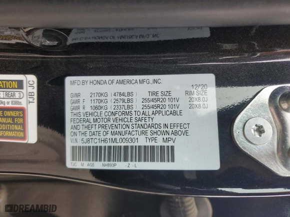 2021 Acura RDX w/A-Spec Package with VIN 5J8TC1H61ML009301, listed as a Copart auction lot 85937594 with 55,552 mi miles and Salvage Title. Bid and sale history available at carsss.com. Image 14.