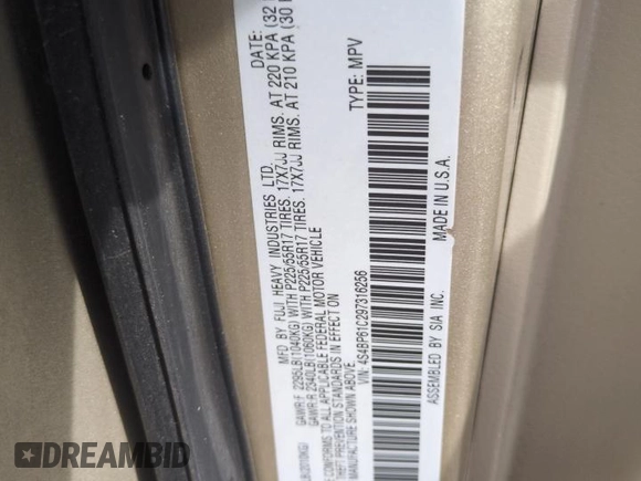 2009 Subaru Outback Special Edition с VIN 4S4BP61C297316256, выставлен на аукционе Copart как лот 58756735 с пробегом 157 062 миль миль и Списание • Salvage title. История ставок и продаж доступна на DreamBid. Изображение 13.