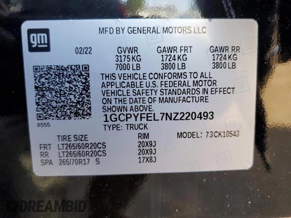 2022 Chevrolet Silverado 1500 LT Trail Boss with VIN 1GCPYFEL7NZ220493, listed as a Copart auction lot 47738795 with 38,194 mi miles and Salvage Title. Bid and sale history available at DreamBid. Image 14.