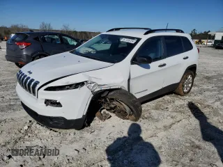 2016 Jeep Cherokee Sport with VIN 1C4PJLAS8GW230311, listed as a Copart auction lot 87129724 with 112,706 mi miles and Salvage Title. Bid and sale history available at carsss.com. Image 1.