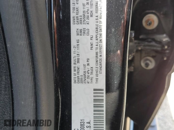 2022 Ram 1500 Big Horn with VIN 1C6SRFFT5NN200831, listed as a Copart auction lot 60857395 with 41,481 mi miles and Salvage title. Bid and sale history available at DreamBid. Image 12.