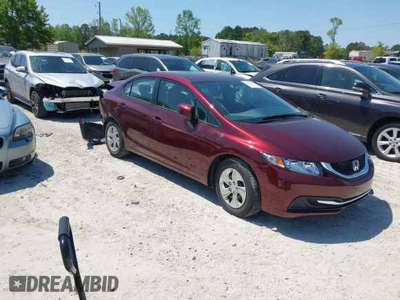 2014 Honda Civic Sedan LX with VIN 19XFB2F57EE246612, listed as a IAAI auction lot 41984108 with 13,656 mi miles. Bid and sale history available at carsss.com. Image 1.