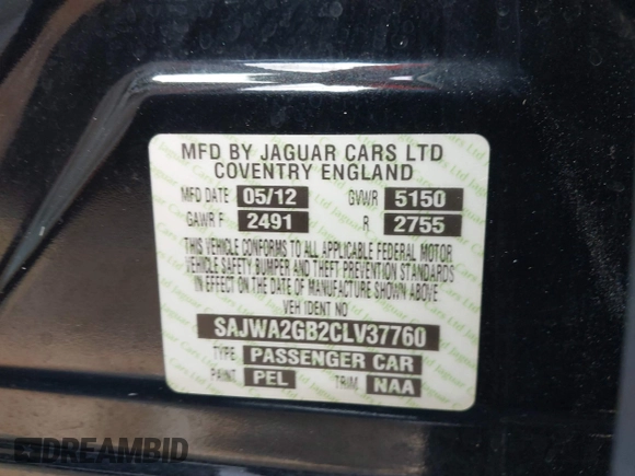 2012 Jaguar XJ XJL with VIN SAJWA2GB2CLV37760, listed as a IAAI auction lot 40541475 with Not provided miles and . Bid and sale history available at DreamBid. Image 9.