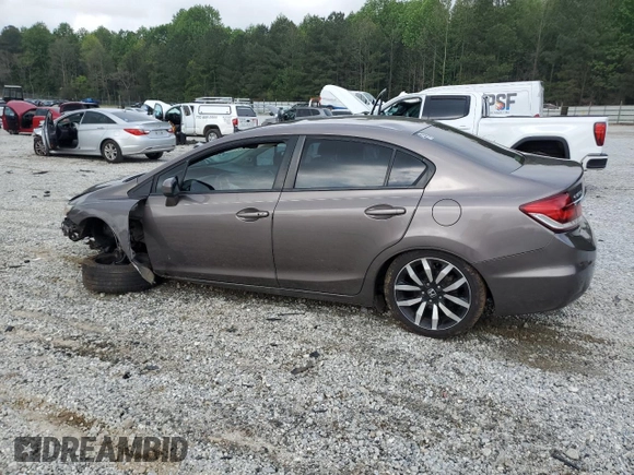 2015 Honda Civic EX-L z VIN 19XFB2F91FE059094, wystawiony jako Copart lot #54218755 z przebiegiem Nie podano mil oraz Szkoda całkowita • Salvage title. Historia ofert i sprzedaży dostępna na DreamBid. Obrazek 2.