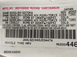 2003 Mitsubishi Montero Sport ES with VIN JA4LS21H43J034474, listed as a IAAI auction lot 41905405 with 194,514 mi miles. Bid and sale history available at carsss.com. Image 9.