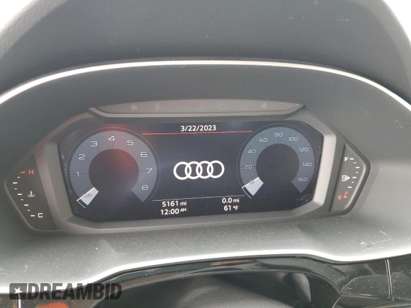 2021 Audi Q3 S line Premium with VIN WA1DECF39M1035751, listed as a Copart auction lot 46056693 with 5,161 mi miles and . Bid and sale history available at DreamBid. Image 9.