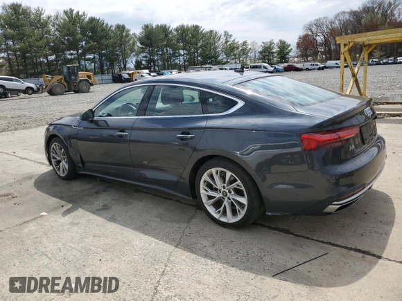 2022 Audi A5 Sportback Premium with VIN WAUABCF58NA027979, listed as a Copart auction lot 53130385 with 37,831 mi miles and Salvage Title. Bid and sale history available at carsss.com. Image 2.