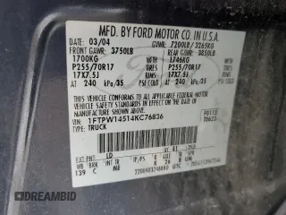 2004 Ford F-150 XLT with VIN 1FTPW14514KC76836, listed as a Copart auction lot 45147045 with 133,673 mi miles and Salvage Title. Bid and sale history available at carsss.com. Image 12.
