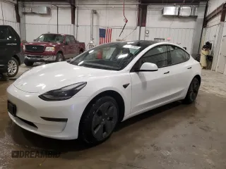 2023 Tesla Model 3 with VIN 5YJ3E1EA7PF544268, listed as a Copart auction lot 52197335 with 46,829 mi miles and Salvage Title. Bid and sale history available at DreamBid. Image 1.
